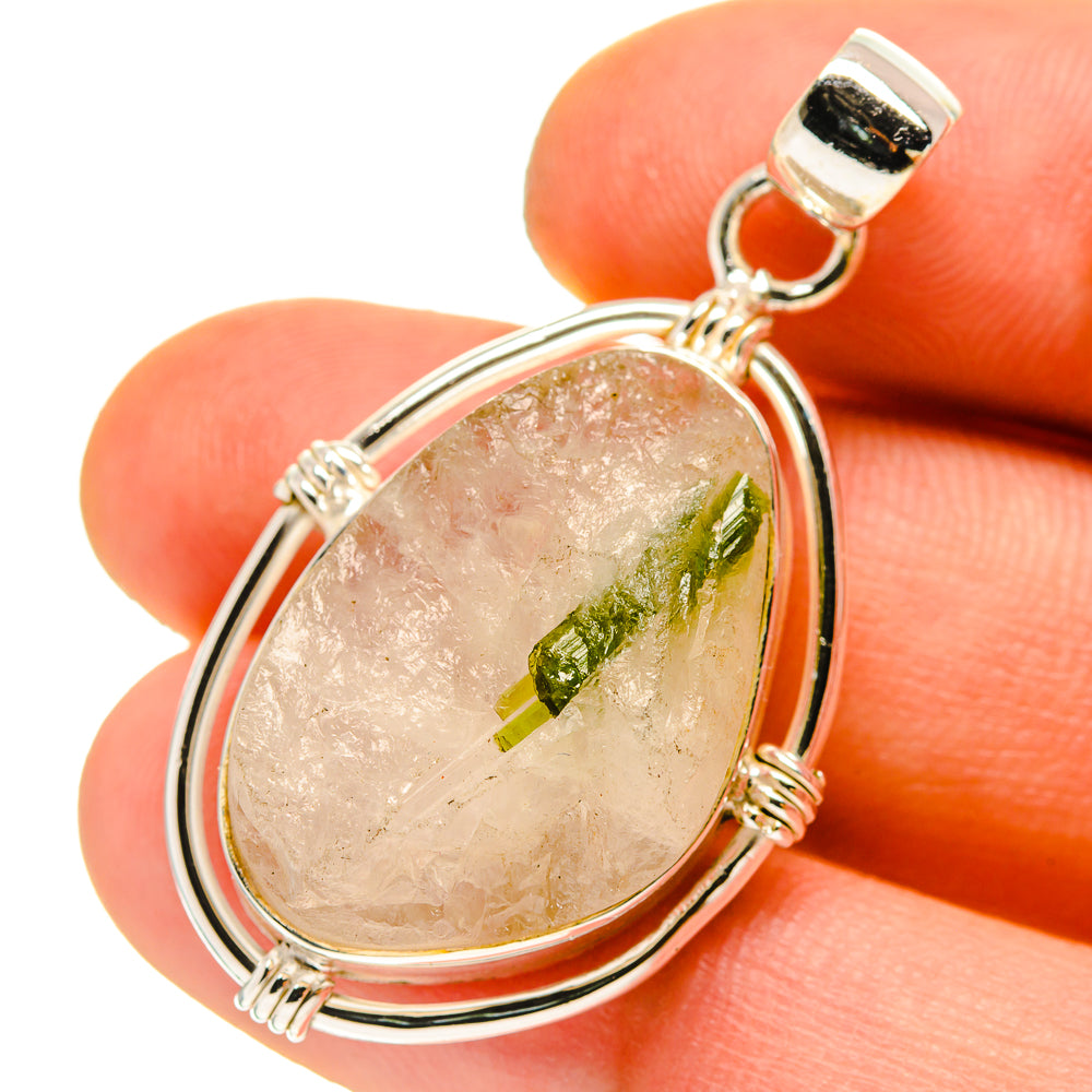 Green Tourmaline In Quartz Pendants handcrafted by Ana Silver Co - PD759901