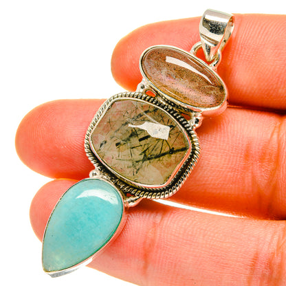 Tourmalinated Quartz Pendants handcrafted by Ana Silver Co - PD759916