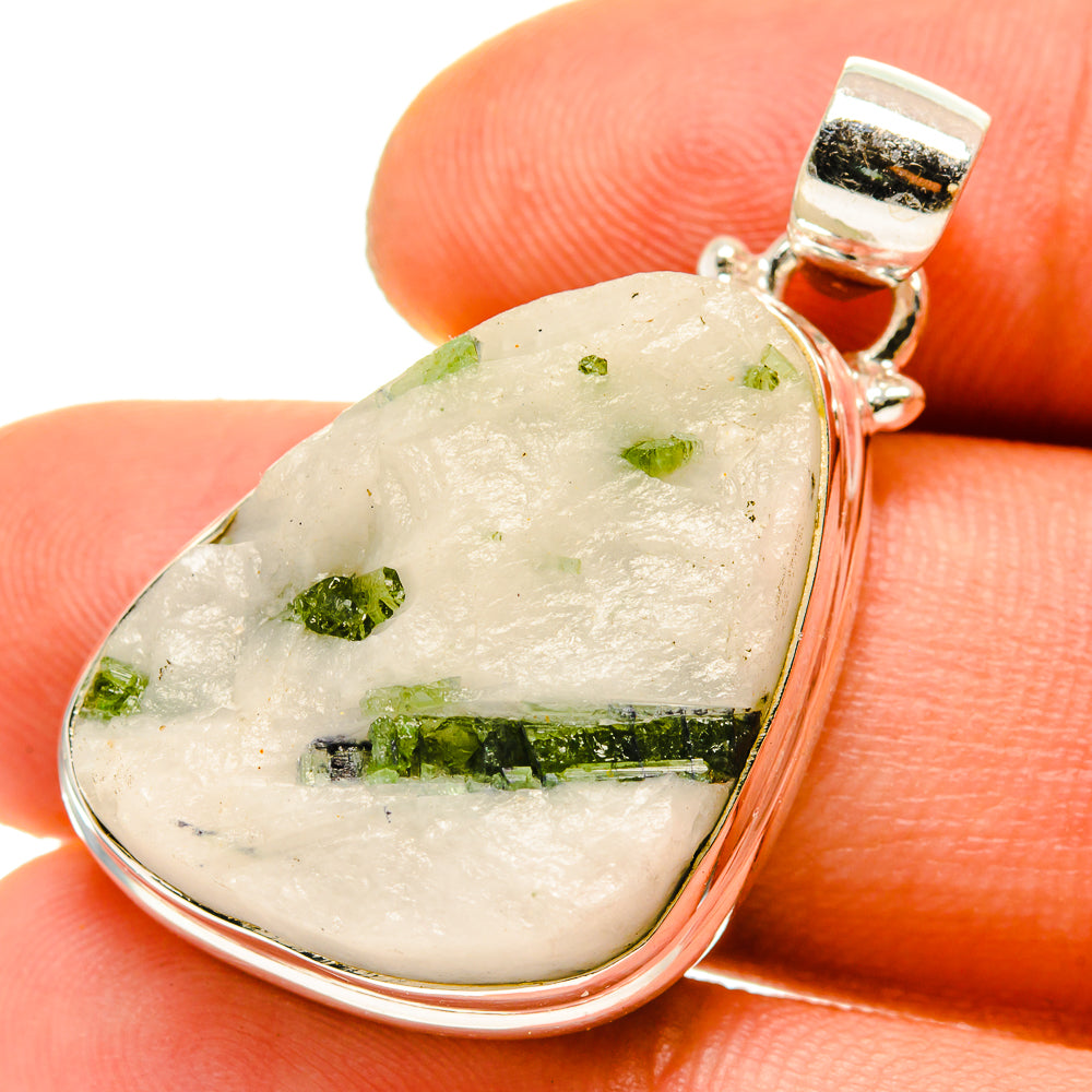 Green Tourmaline In Quartz Pendants handcrafted by Ana Silver Co - PD759943