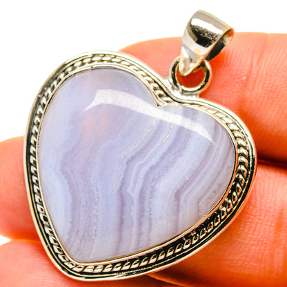 Blue Lace Agate Pendants handcrafted by Ana Silver Co - PD759951