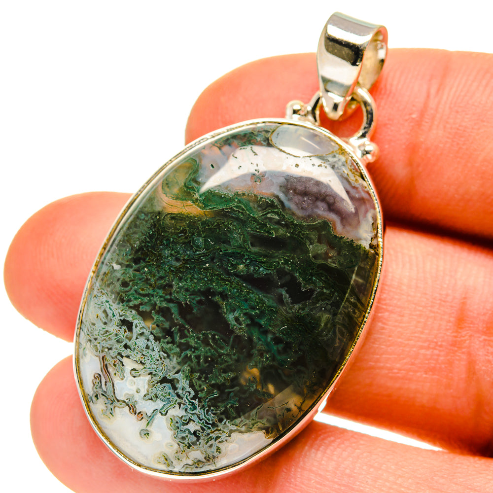Green Moss Agate Pendants handcrafted by Ana Silver Co - PD759953