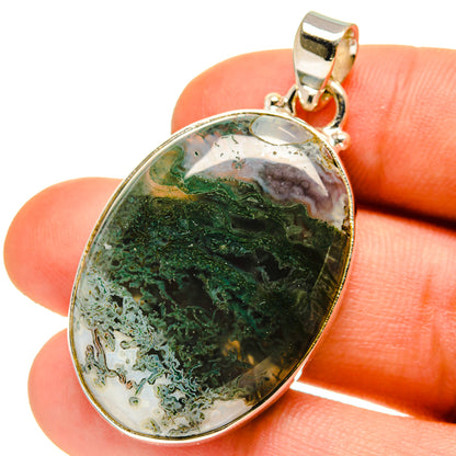 Green Moss Agate Pendants handcrafted by Ana Silver Co - PD759953