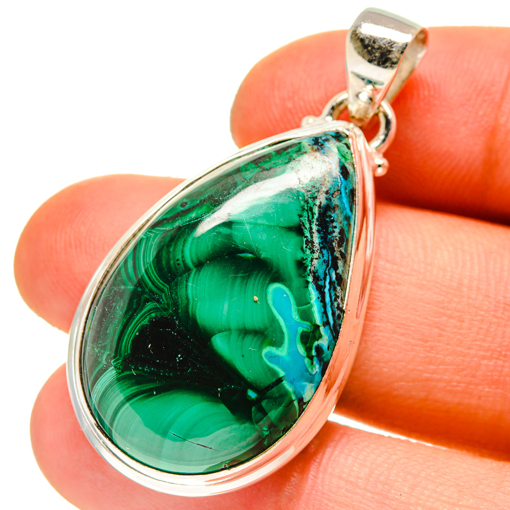 Malachite In Chrysocolla Pendants handcrafted by Ana Silver Co - PD759954