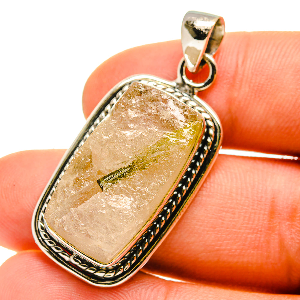 Green Tourmaline In Quartz Pendants handcrafted by Ana Silver Co - PD759966