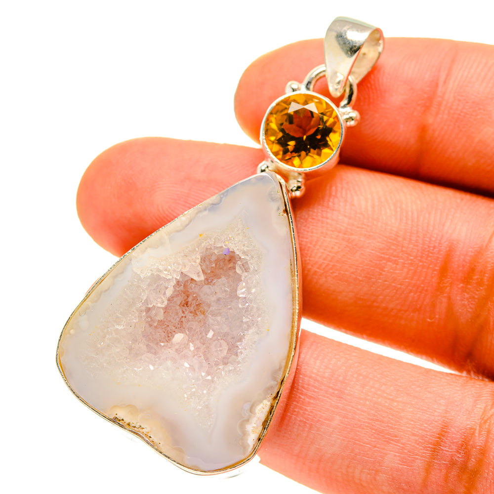 White Geode Slice Pendants handcrafted by Ana Silver Co - PD759989