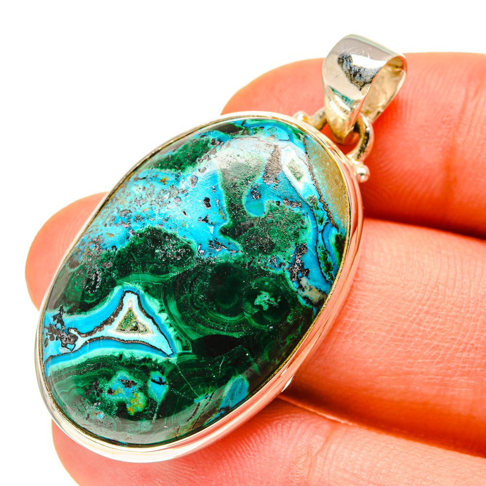 Malachite In Chrysocolla Pendants handcrafted by Ana Silver Co - PD760028