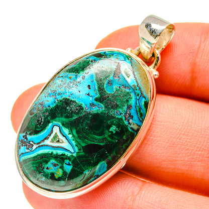Malachite In Chrysocolla Pendants handcrafted by Ana Silver Co - PD760028