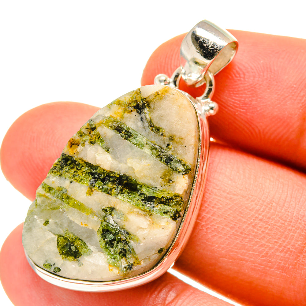 Green Tourmaline In Quartz Pendants handcrafted by Ana Silver Co - PD760049