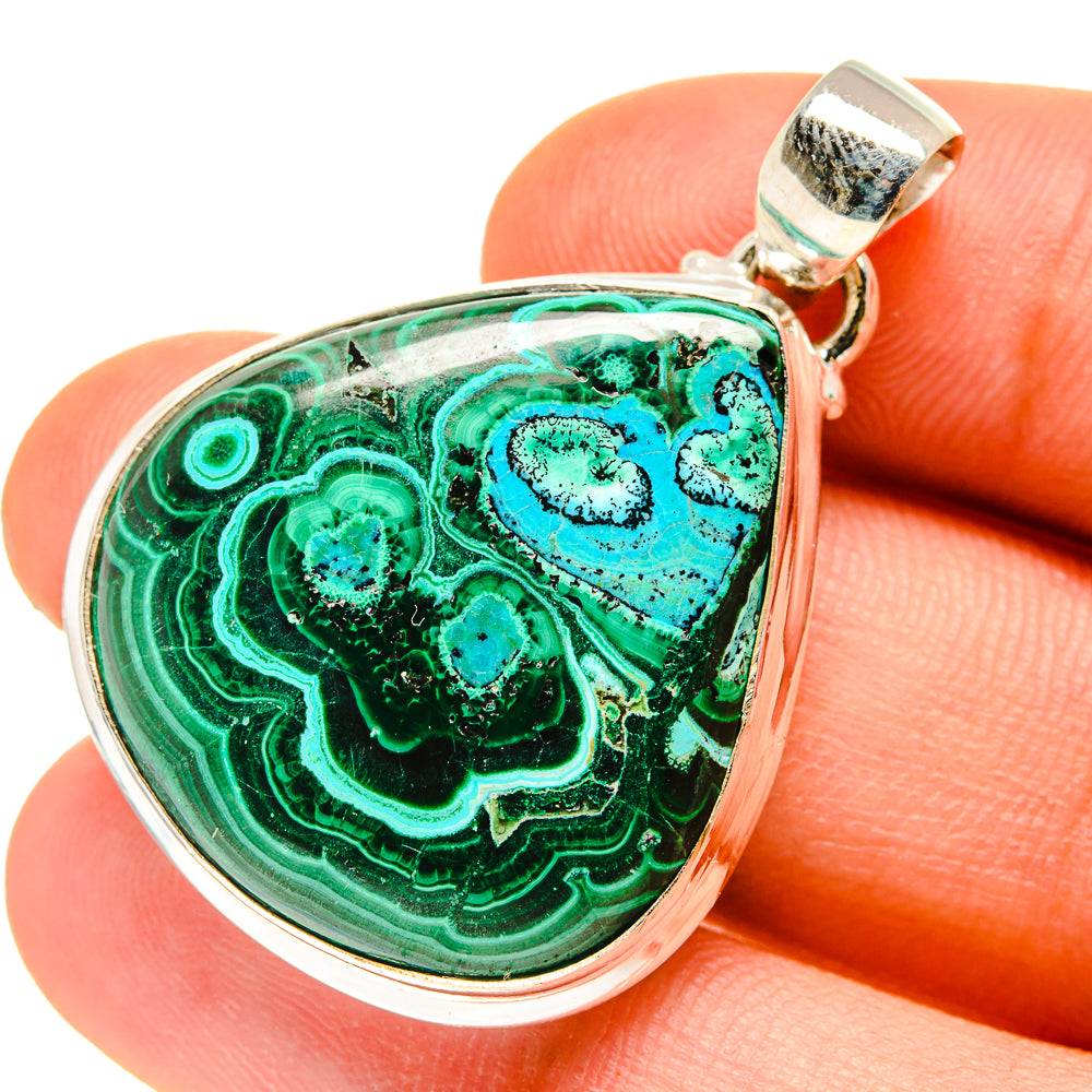 Malachite In Chrysocolla Pendants handcrafted by Ana Silver Co - PD760071