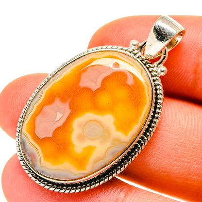 Orange Botswana Agate Pendants handcrafted by Ana Silver Co - PD760075