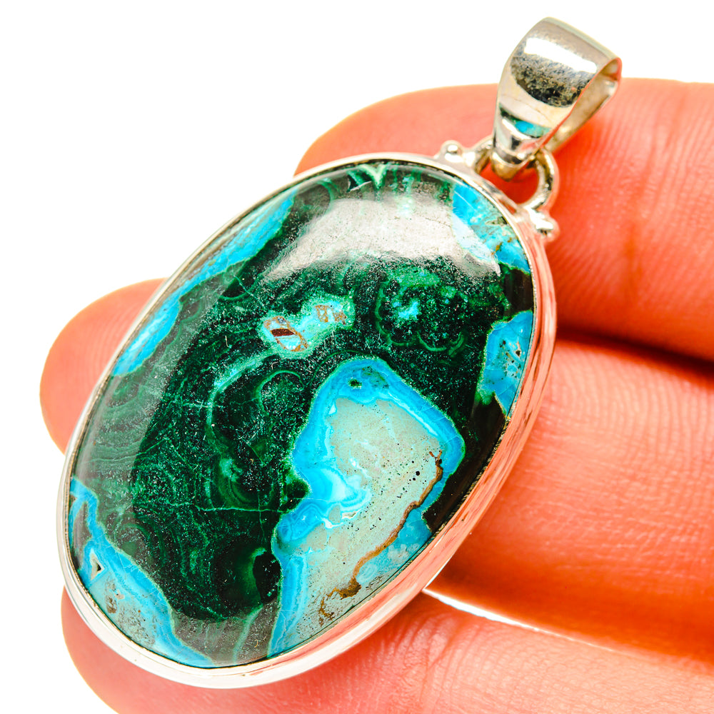 Malachite In Chrysocolla Pendants handcrafted by Ana Silver Co - PD760088
