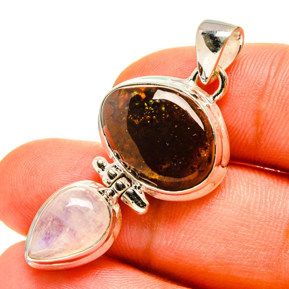 Mexican Fire Agate Pendants handcrafted by Ana Silver Co - PD760104