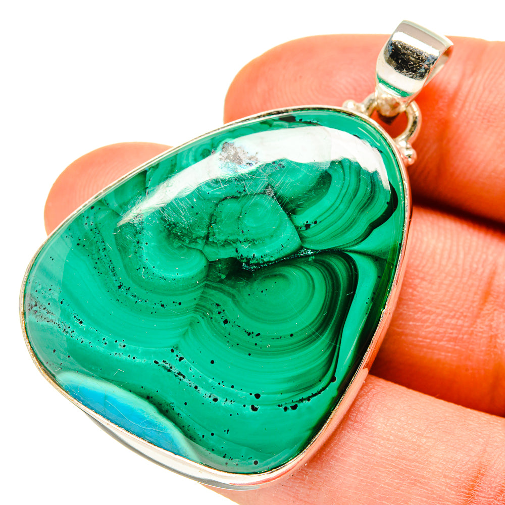 Malachite In Chrysocolla Pendants handcrafted by Ana Silver Co - PD760115