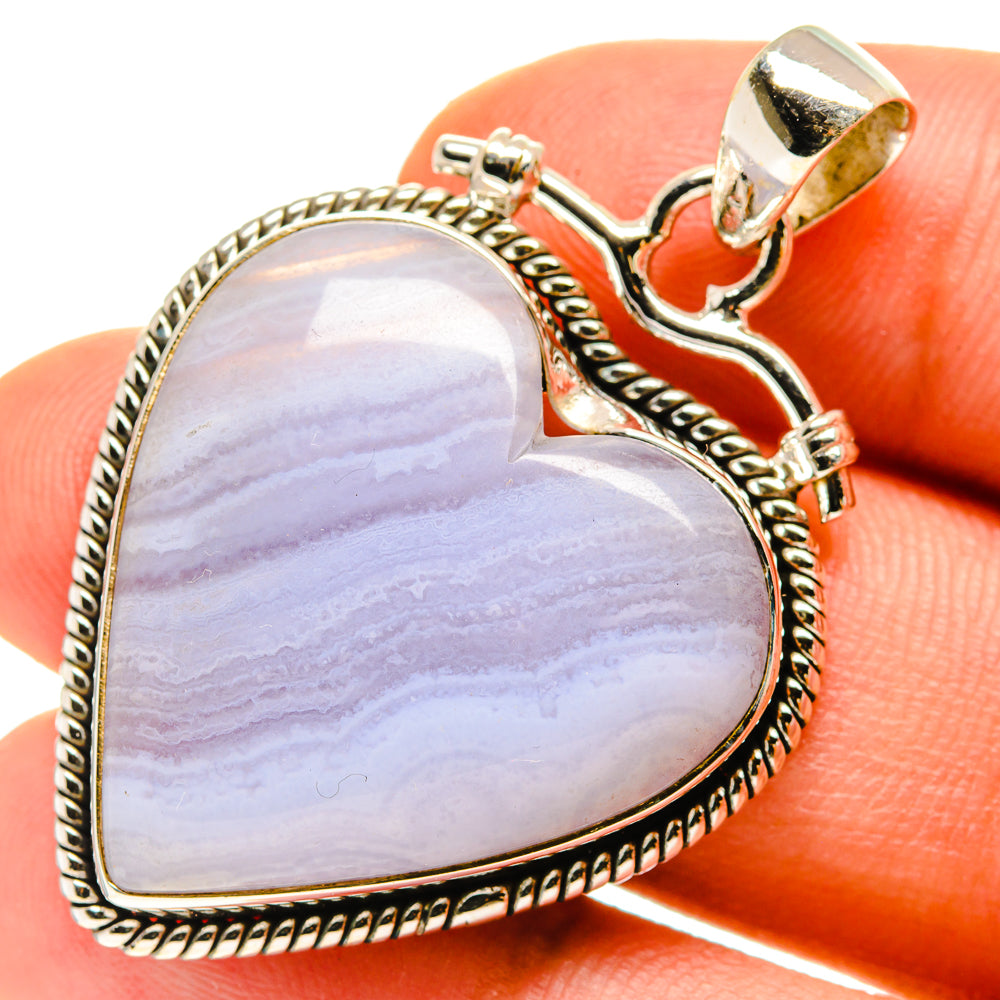 Blue Lace Agate Pendants handcrafted by Ana Silver Co - PD760116