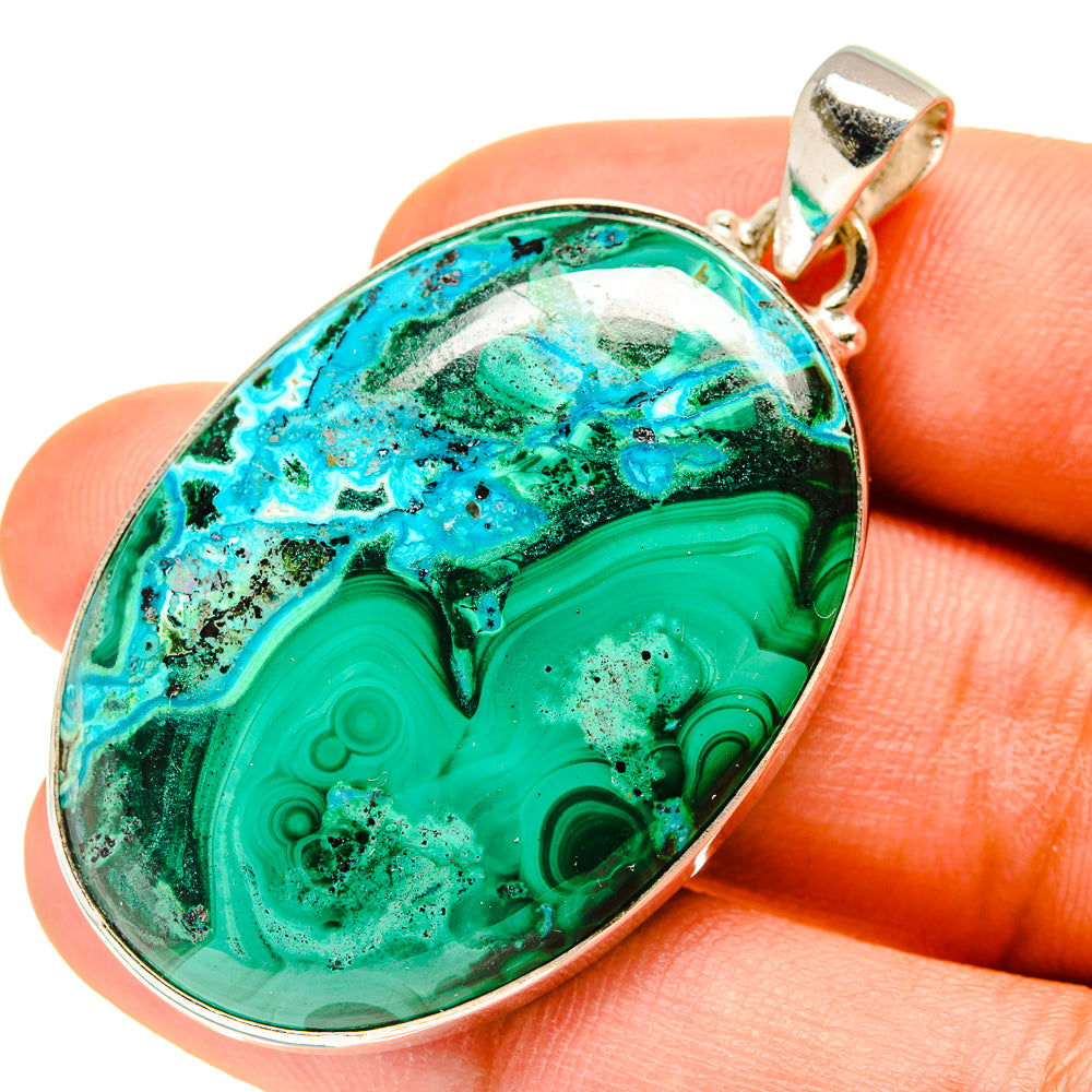 Malachite In Chrysocolla Pendants handcrafted by Ana Silver Co - PD760122