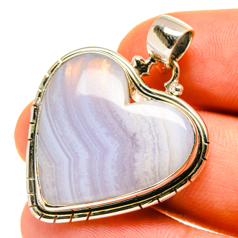 Blue Lace Agate Pendants handcrafted by Ana Silver Co - PD760194