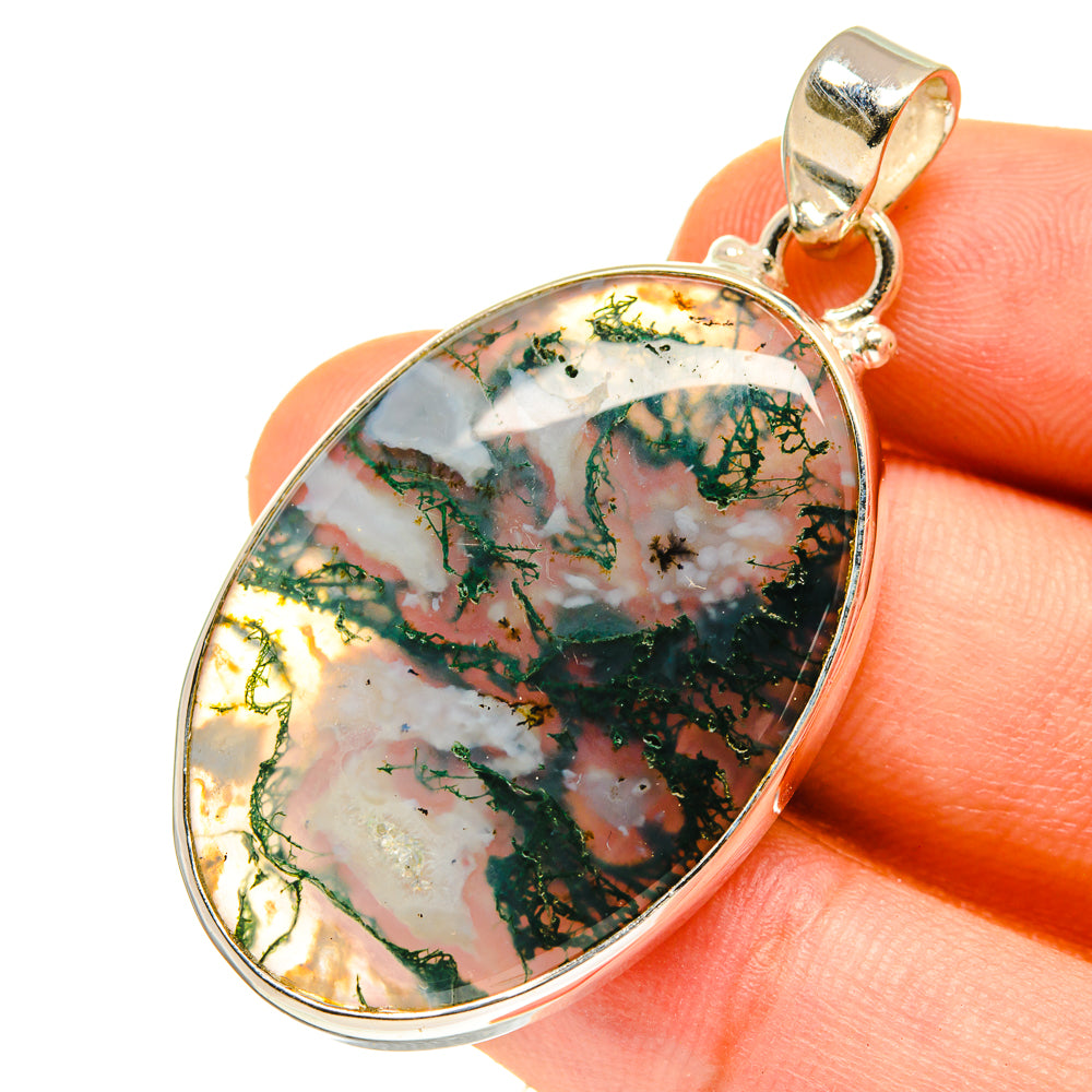 Green Moss Agate Pendants handcrafted by Ana Silver Co - PD760200