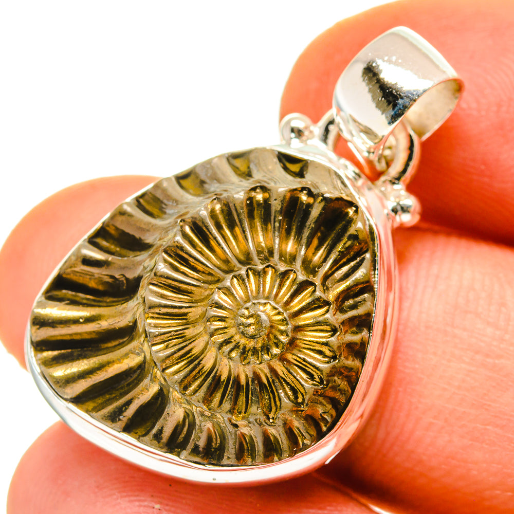 Pyrite Fossil Pendants handcrafted by Ana Silver Co - PD760203