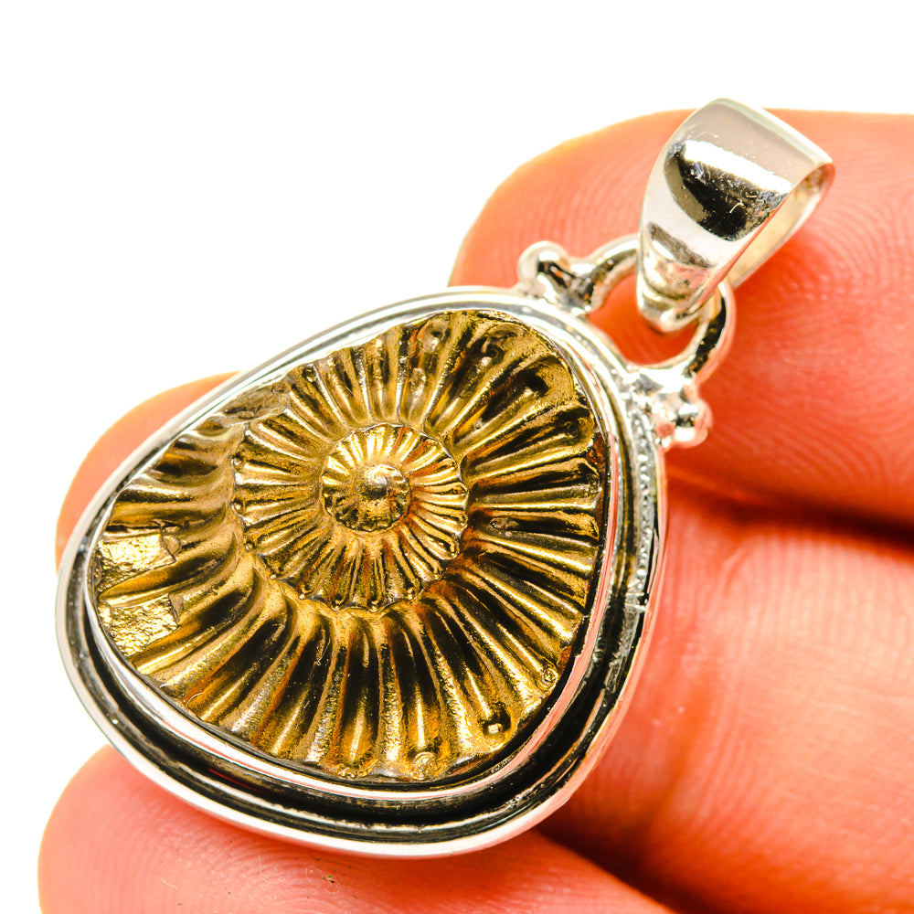 Pyrite Fossil Pendants handcrafted by Ana Silver Co - PD760218