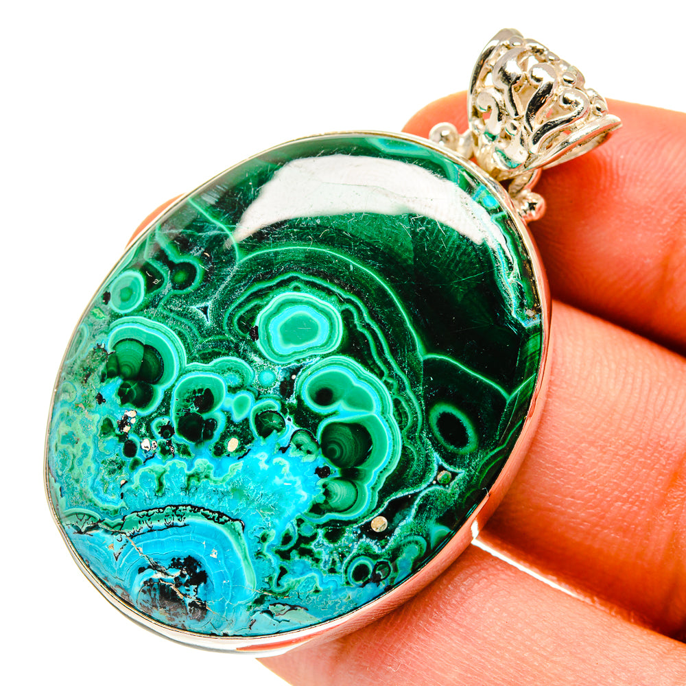 Malachite In Chrysocolla Pendants handcrafted by Ana Silver Co - PD760233
