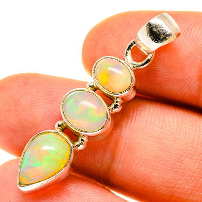 Ethiopian opal pendant in 925 sterling silver, multi-stone oval and teardrop settings