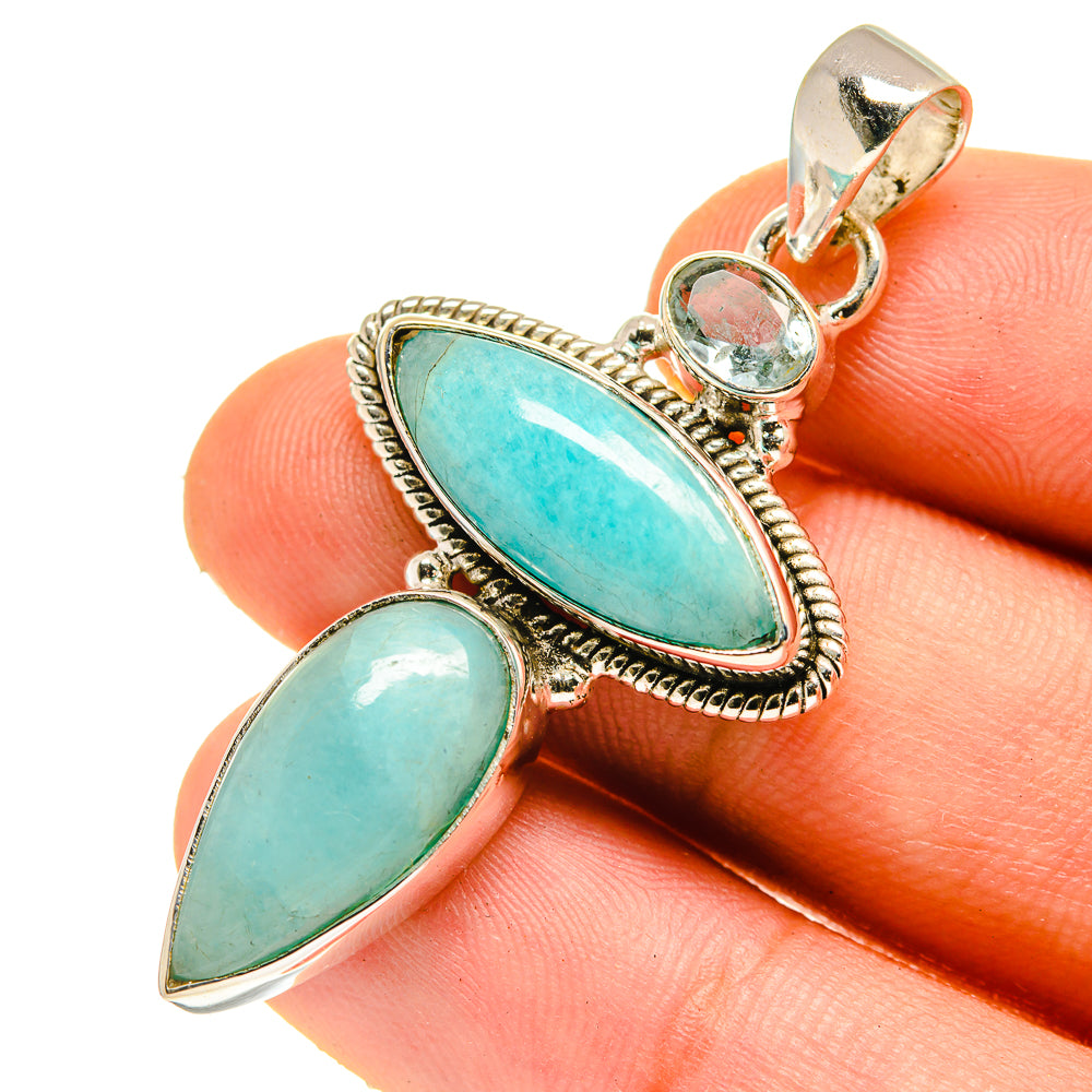 Peruvian Amazonite Pendants handcrafted by Ana Silver Co - PD760264