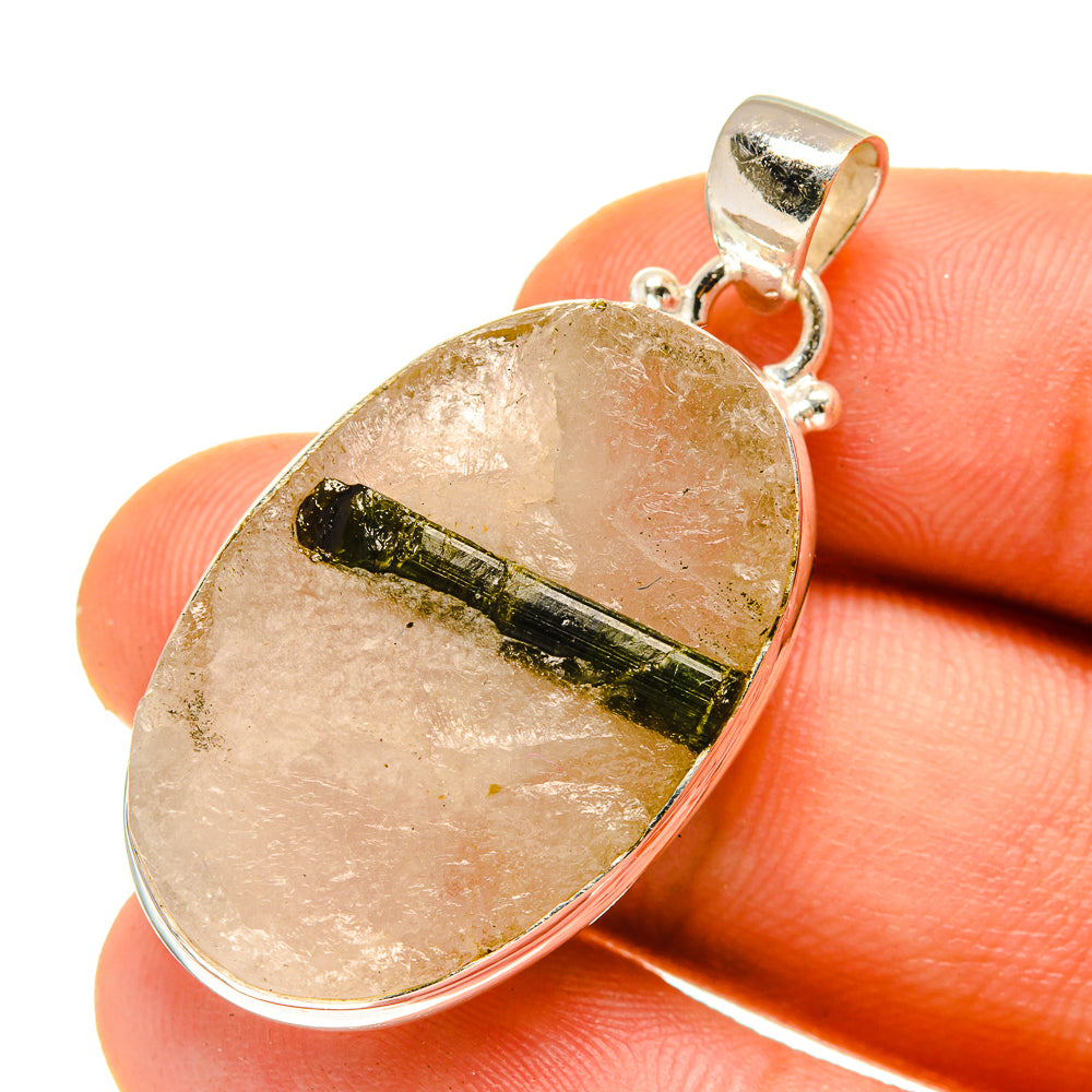 Green Tourmaline In Quartz Pendants handcrafted by Ana Silver Co - PD760270