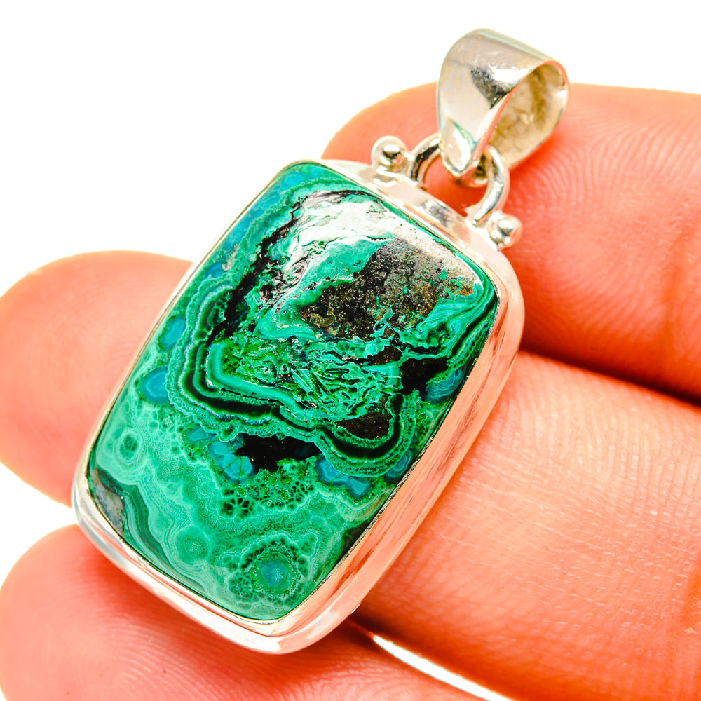 Malachite In Chrysocolla Pendants handcrafted by Ana Silver Co - PD760289