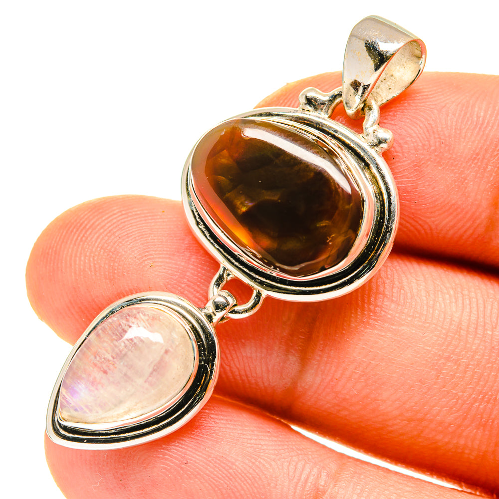 Mexican Fire Agate Pendants handcrafted by Ana Silver Co - PD760296