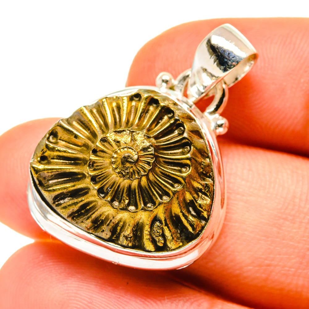 Pyrite Fossil Pendants handcrafted by Ana Silver Co - PD760309