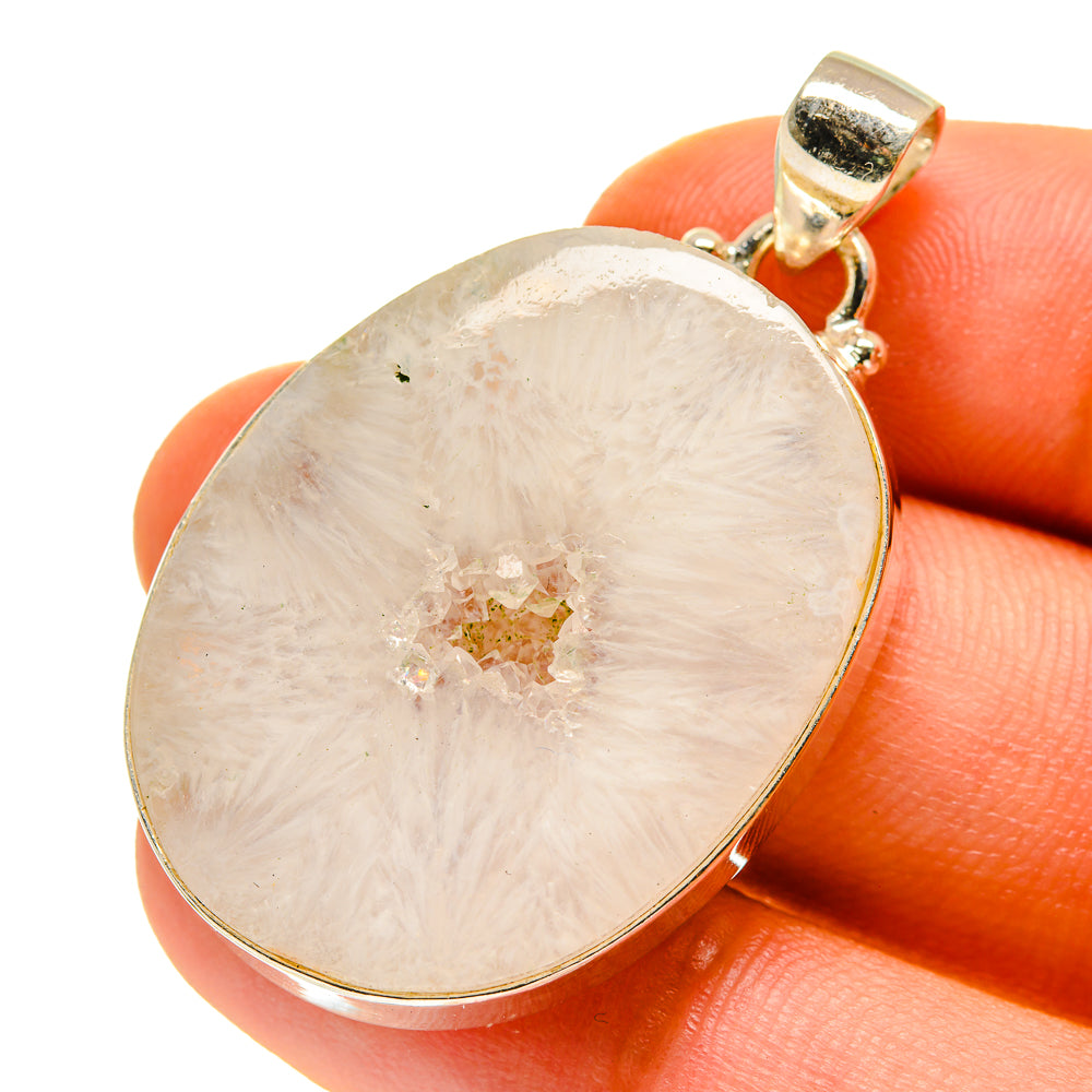 White Geode Slice Pendants handcrafted by Ana Silver Co - PD760317