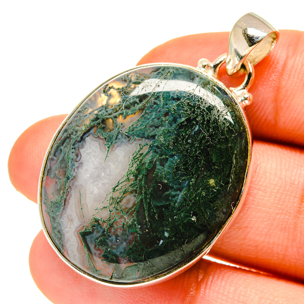Green Moss Agate Pendants handcrafted by Ana Silver Co - PD760338