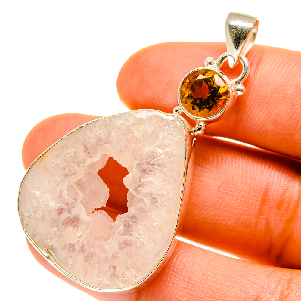 White Geode Slice Pendants handcrafted by Ana Silver Co - PD760366