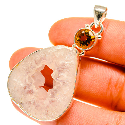 White Geode Slice Pendants handcrafted by Ana Silver Co - PD760366