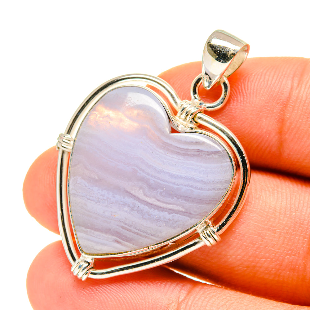 Blue Lace Agate Pendants handcrafted by Ana Silver Co - PD760380