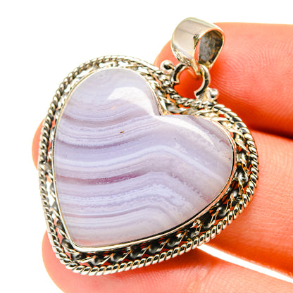 Blue Lace Agate Pendants handcrafted by Ana Silver Co - PD760415