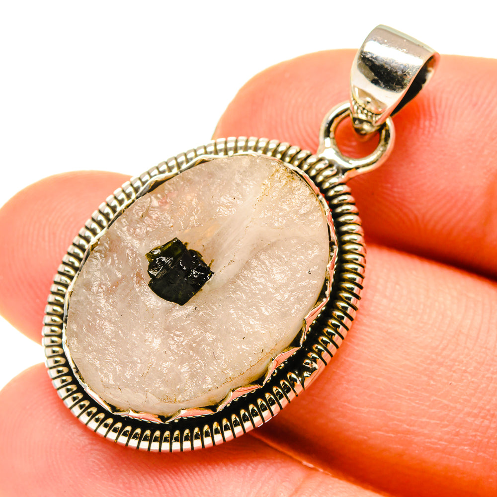 Green Tourmaline In Quartz Pendants handcrafted by Ana Silver Co - PD760439