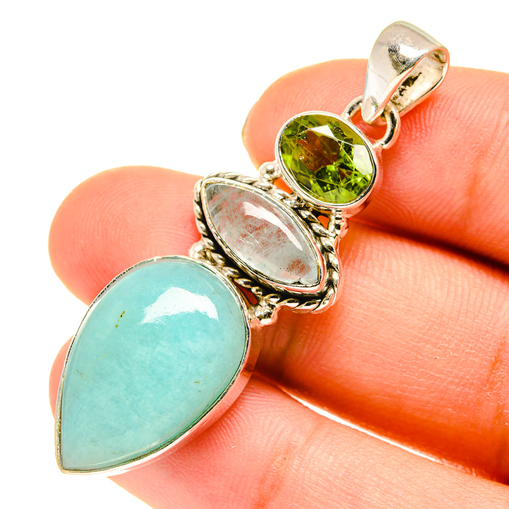 Peruvian Amazonite Pendants handcrafted by Ana Silver Co - PD760448