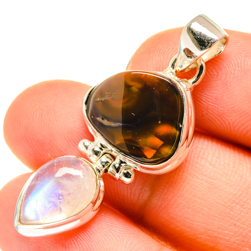 Mexican Fire Agate Pendants handcrafted by Ana Silver Co - PD760455