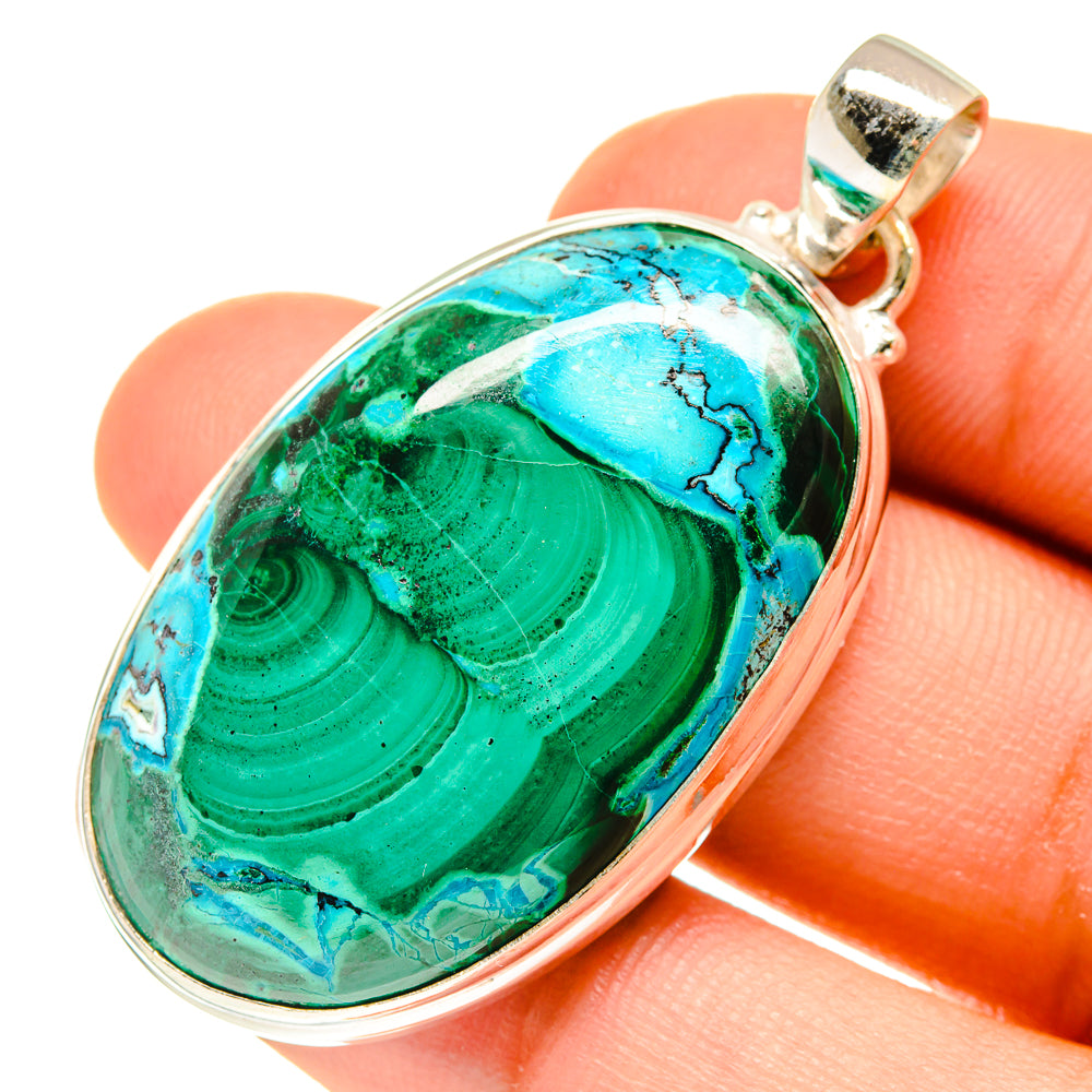 Malachite In Chrysocolla Pendants handcrafted by Ana Silver Co - PD760496