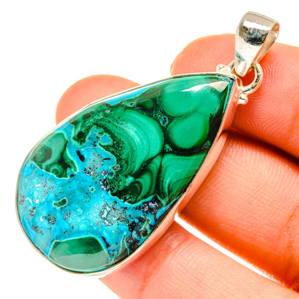 Malachite In Chrysocolla Pendants handcrafted by Ana Silver Co - PD760497