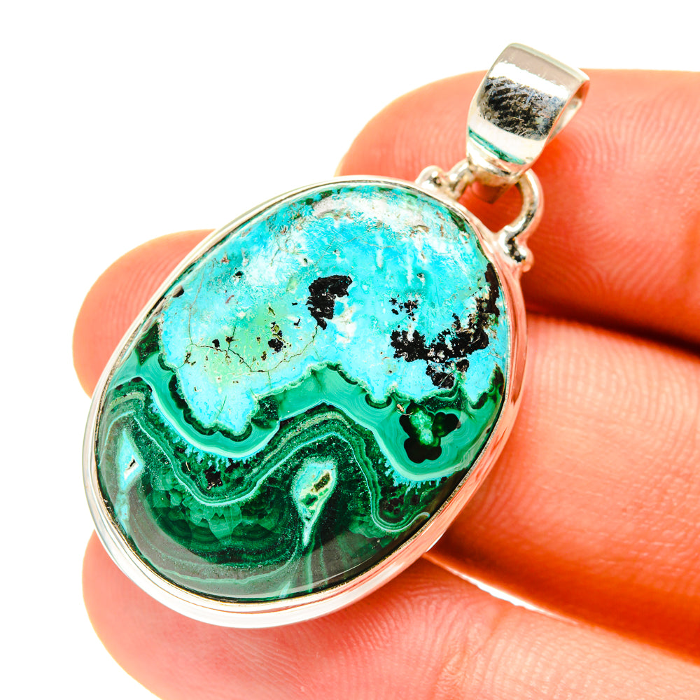 Malachite In Chrysocolla Pendants handcrafted by Ana Silver Co - PD760569