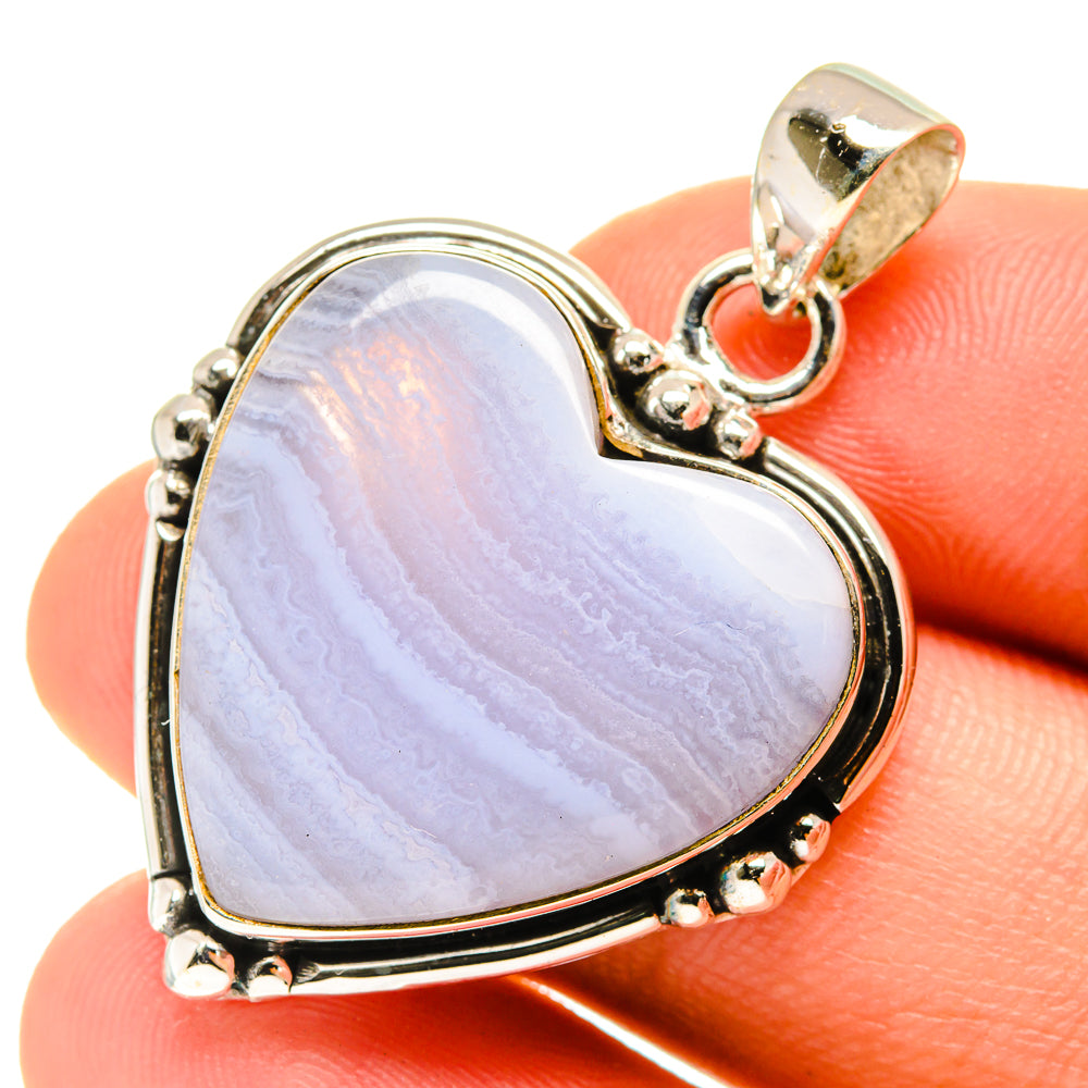 Blue Lace Agate Pendants handcrafted by Ana Silver Co - PD760585