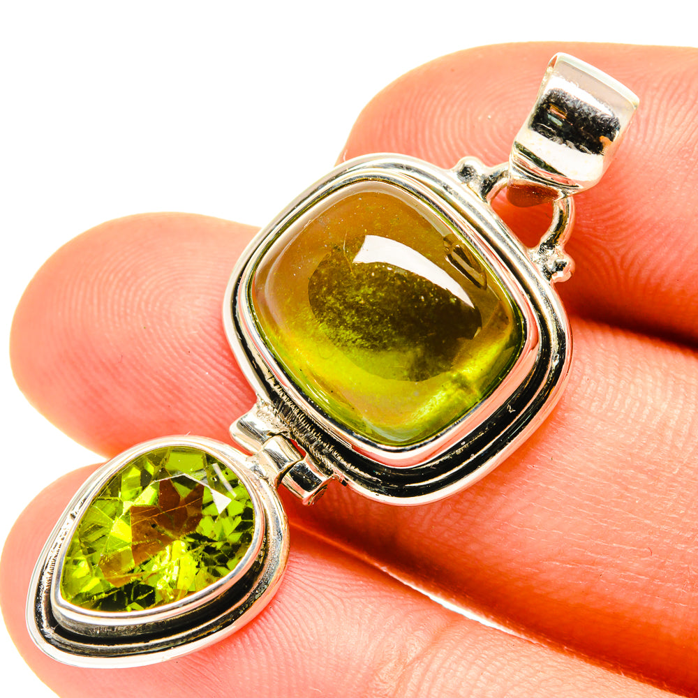 Green Tourmaline Pendants handcrafted by Ana Silver Co - PD760613