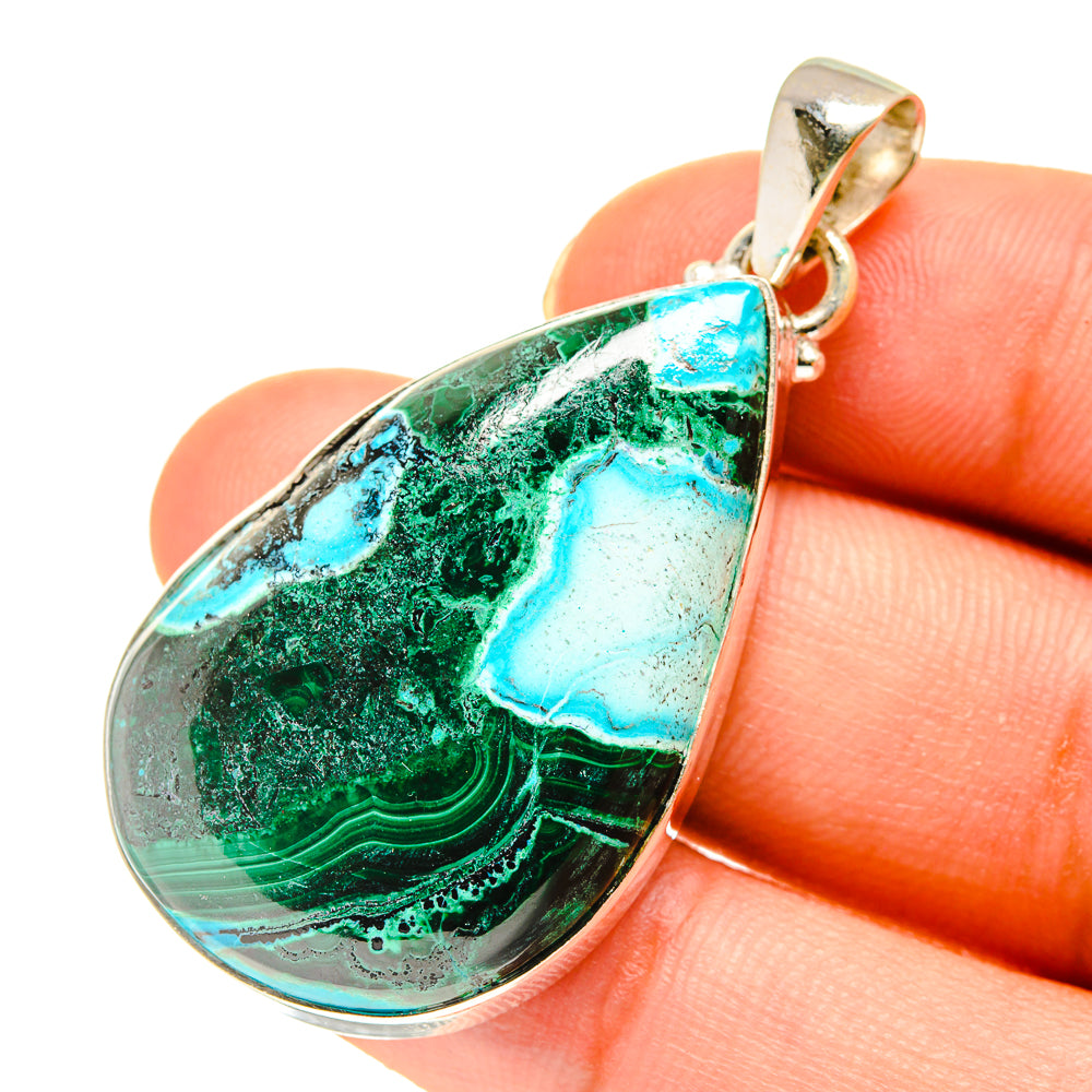 Malachite In Chrysocolla Pendants handcrafted by Ana Silver Co - PD760615