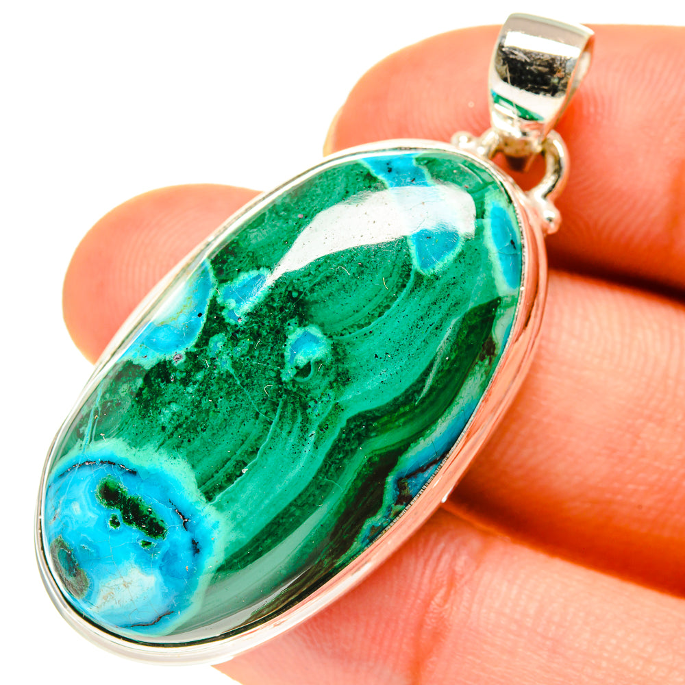 Malachite In Chrysocolla Pendants handcrafted by Ana Silver Co - PD760629