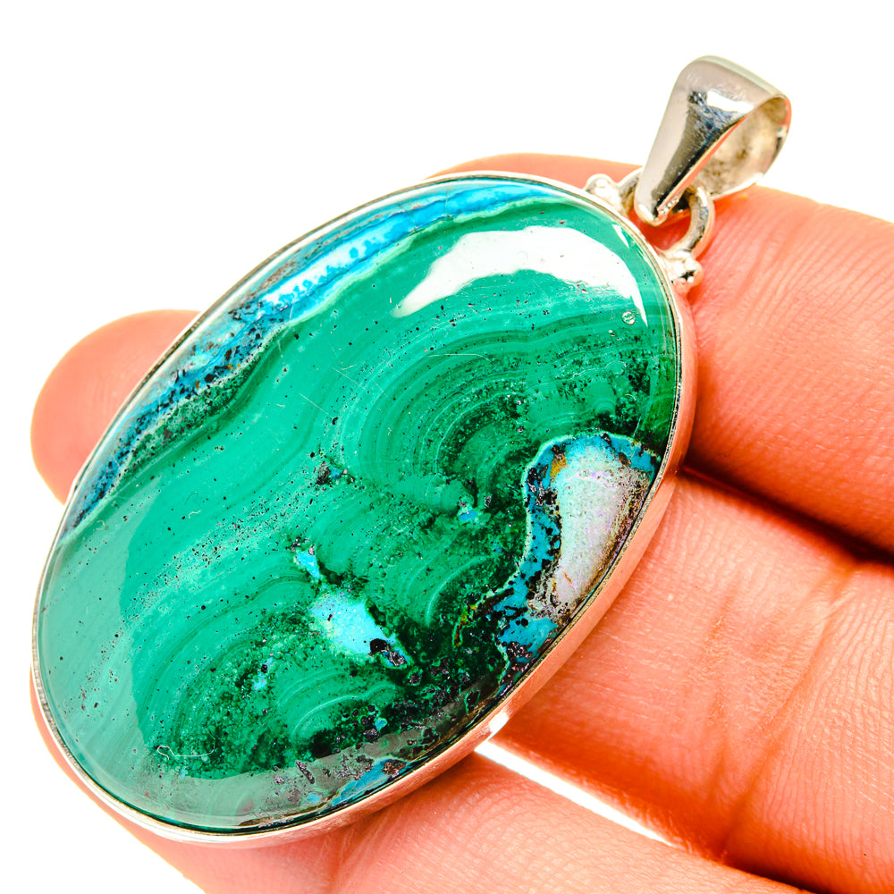 Malachite In Chrysocolla Pendants handcrafted by Ana Silver Co - PD760659