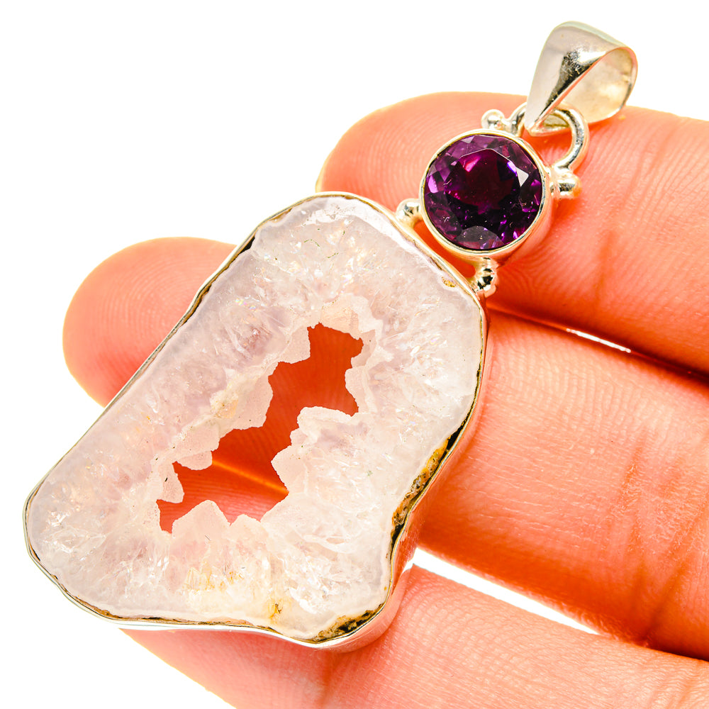 White Geode Slice Pendants handcrafted by Ana Silver Co - PD760663