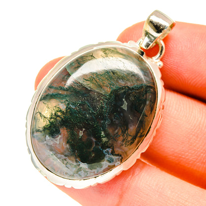 Green Moss Agate Pendants handcrafted by Ana Silver Co - PD760671