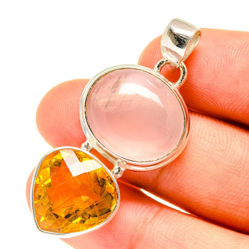 Rose Quartz Pendants handcrafted by Ana Silver Co - PD760680